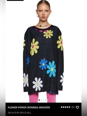 FLOWER POWER SWEATER, black w/colors by Delia’s for “Dolks Kill” SZ. SMALL, NWT.